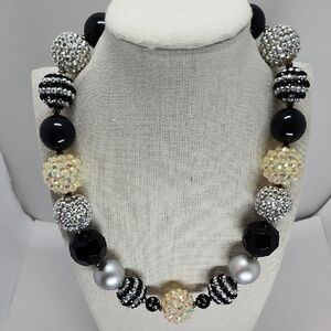 Black and Silver Beaded Necklace